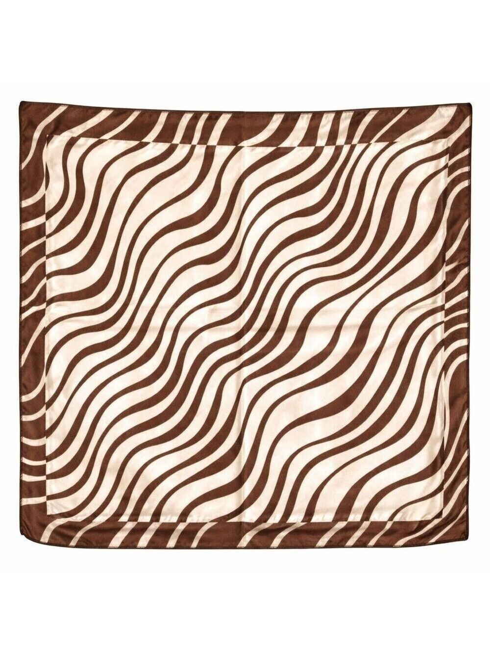 Brown Cream Zebra Print Satin Square Scarf 20x20 Hair Neck Head Wrap